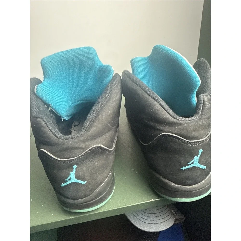 Size 2Y - Nike Air Jordan 5 Retro Aqua (PS)   440889-047 Black Blue NO INSOLES